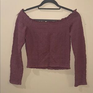 Off-Shoulder Knit Top in Burgundy